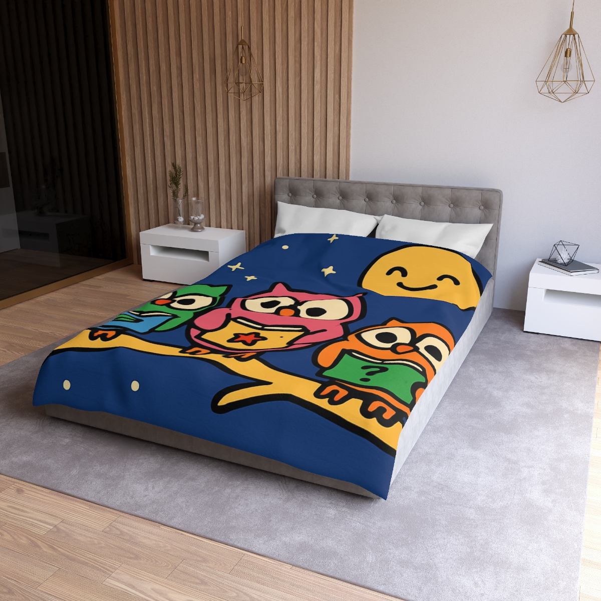 Galaxy Garden Of Curious Owls soft comforter duvets