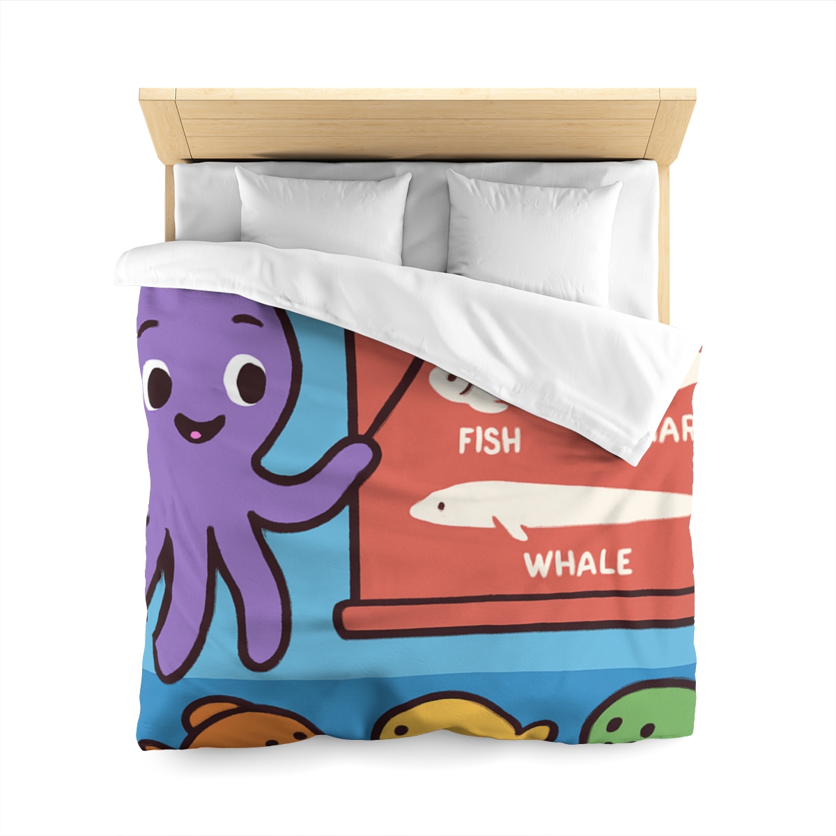 Coral Classroom With Professor Octopus designer printed duvets