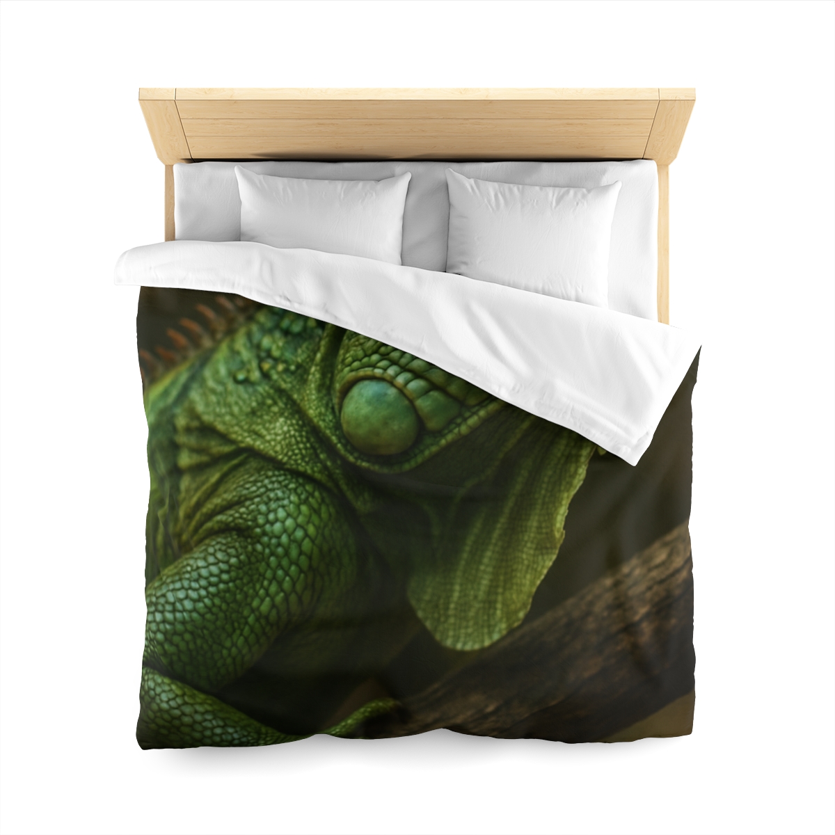 Starlit Stillness Green Iguana designer printed duvets