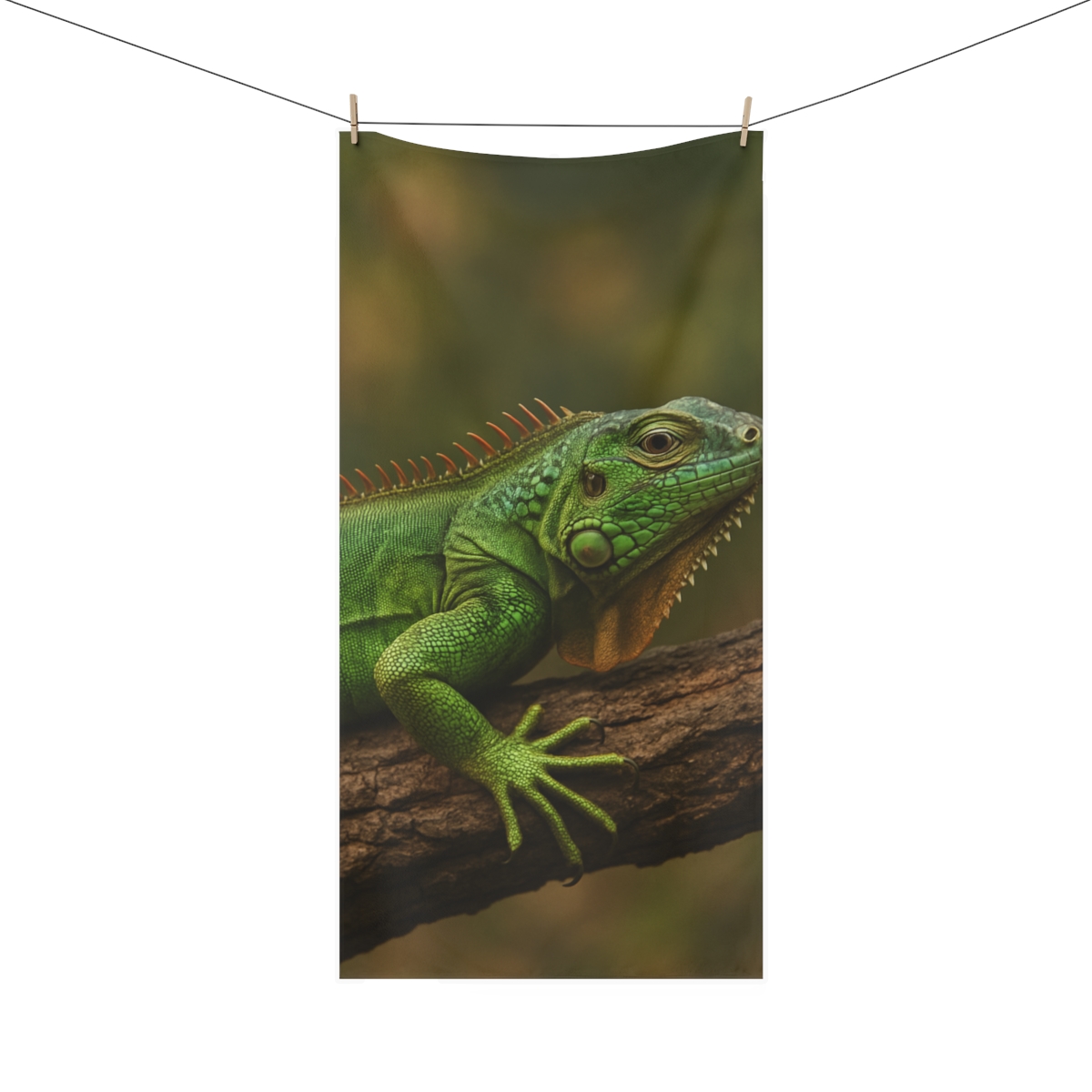 Green Iguana Sunlit Perch soft cotton towels