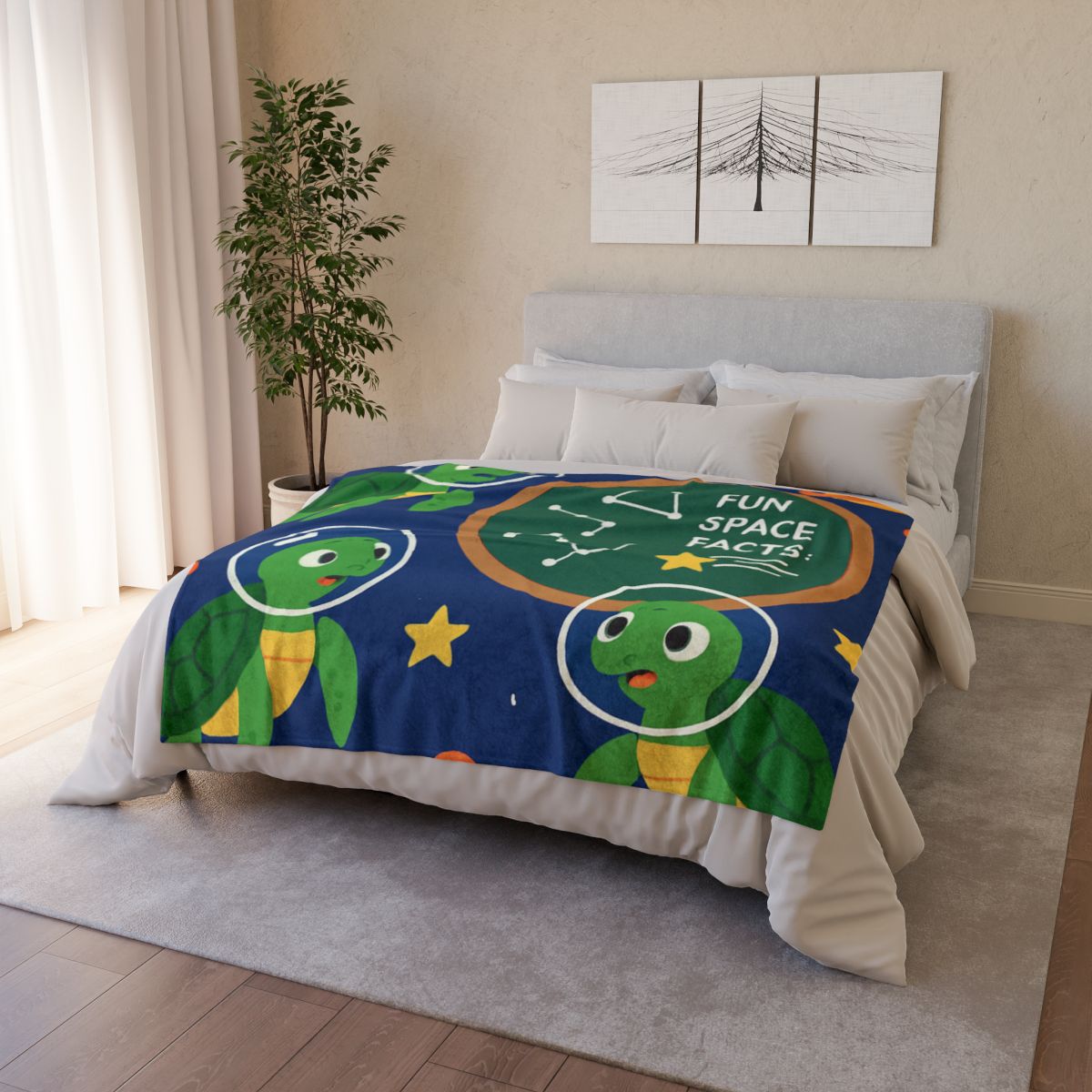 Space School Of Curious Sea Turtles trendy patterned blankets