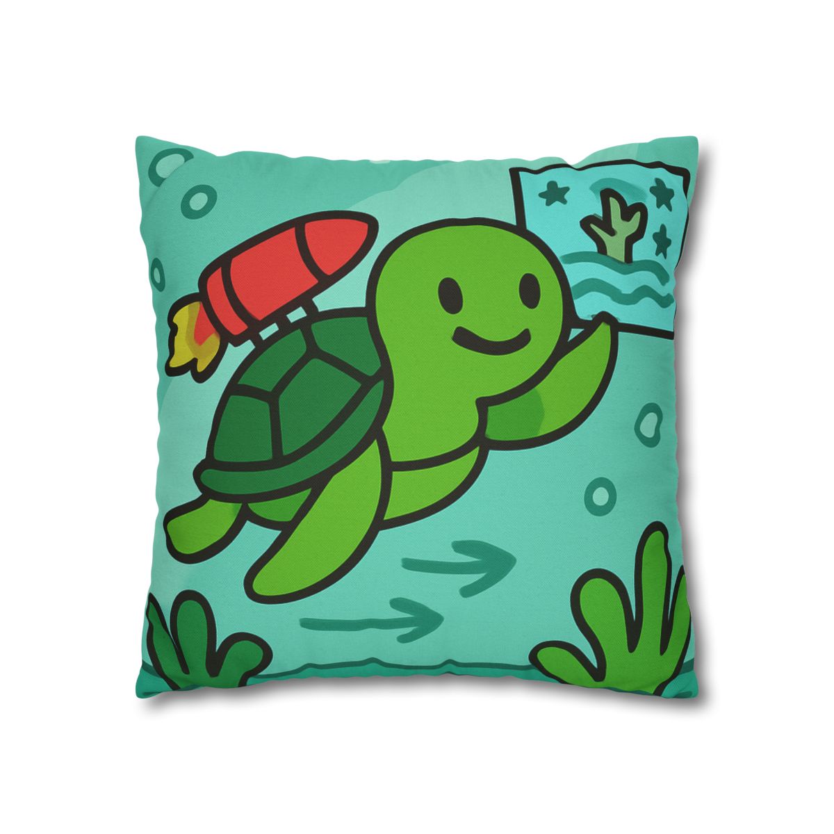 Underwater Rocket Turtle designer print pillow cases