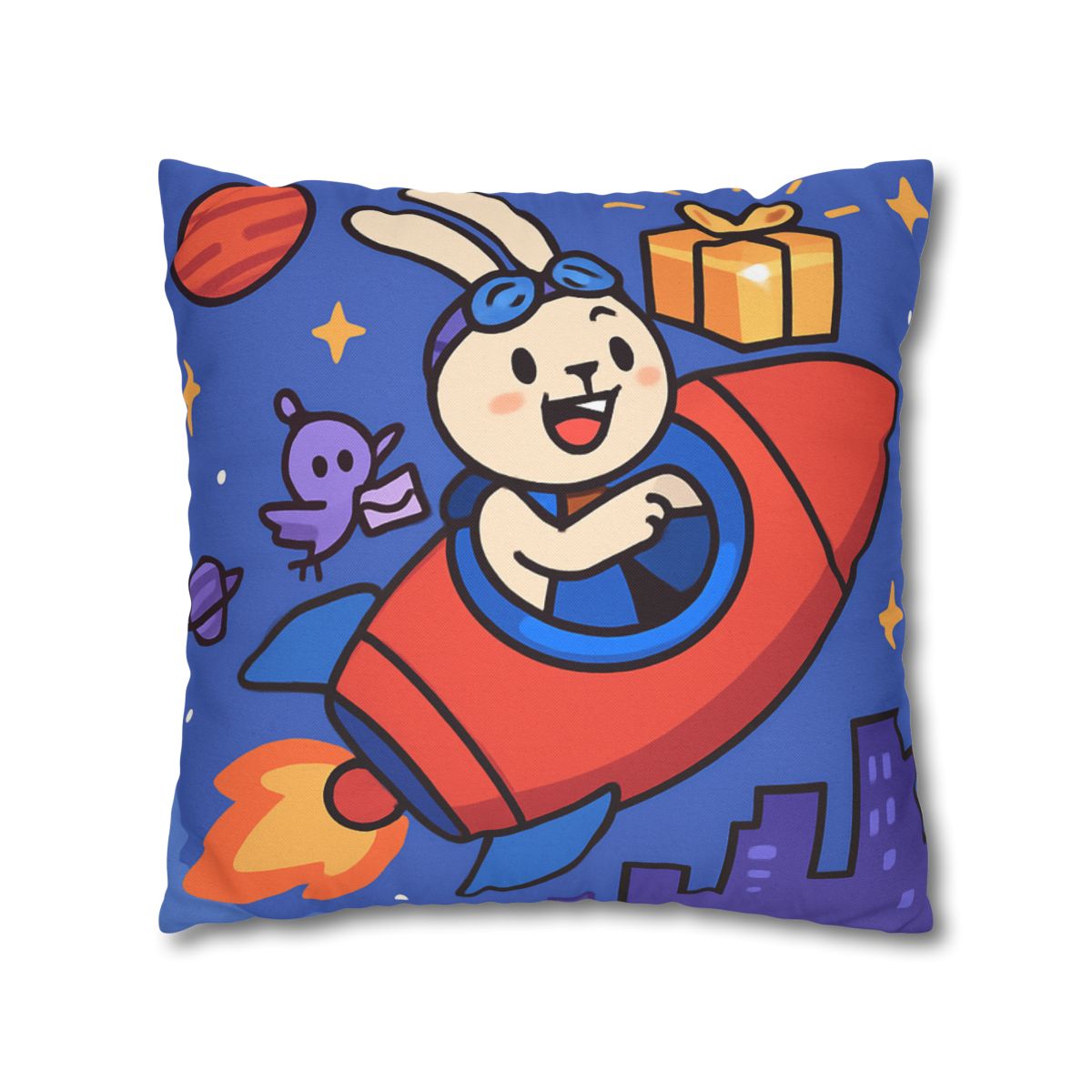 Rocket Rabbit Space Delivery soft cotton pillow cases