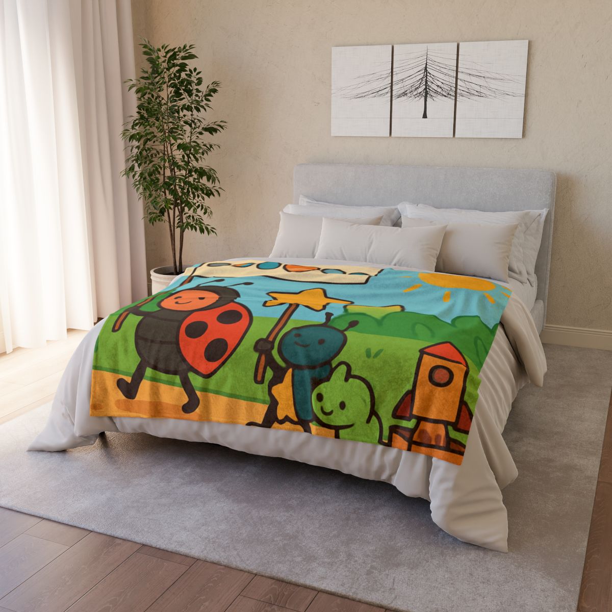 Galaxy Garden Insect Parade stylish throw blankets