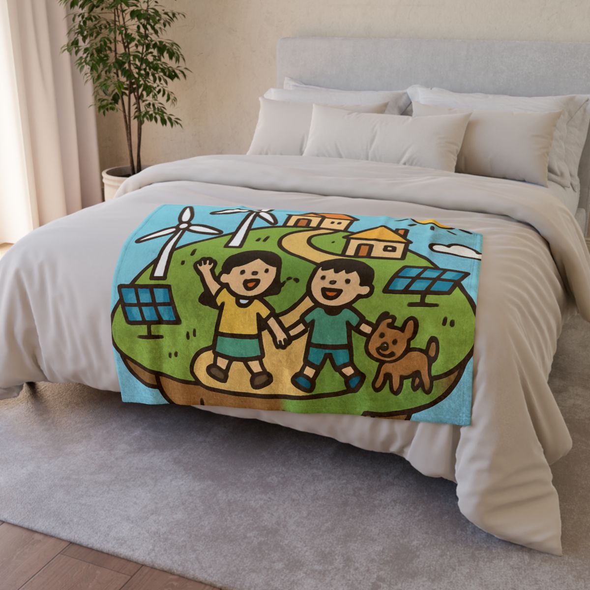 Floating Eco City Sky Island personalized cozy blankets