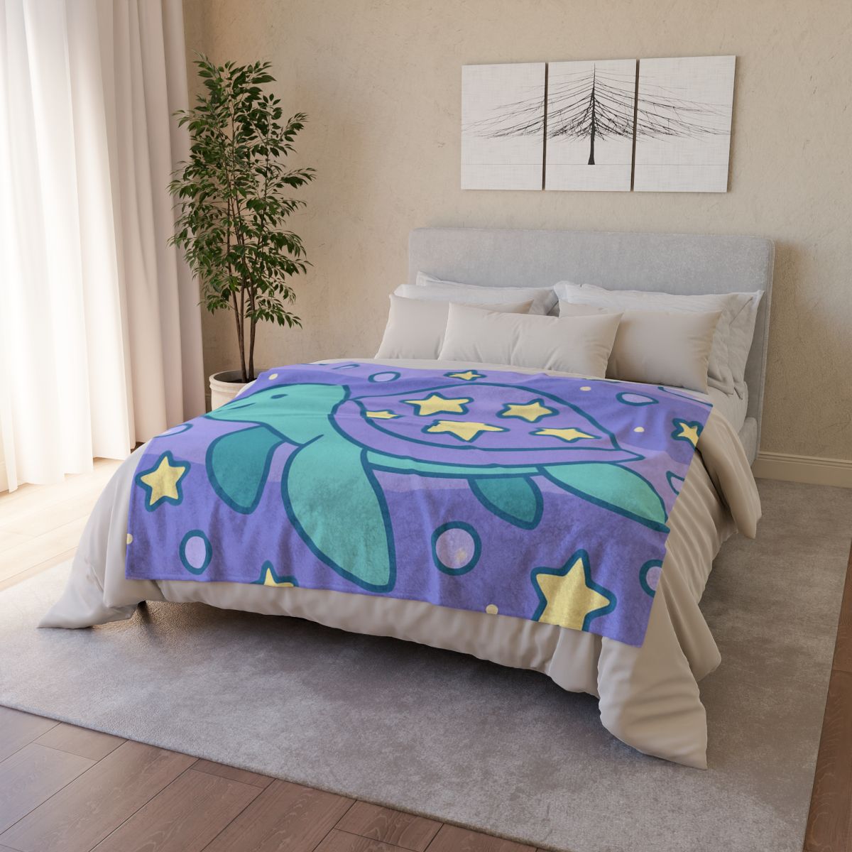 Nebula Ocean Turtle designer printed blankets