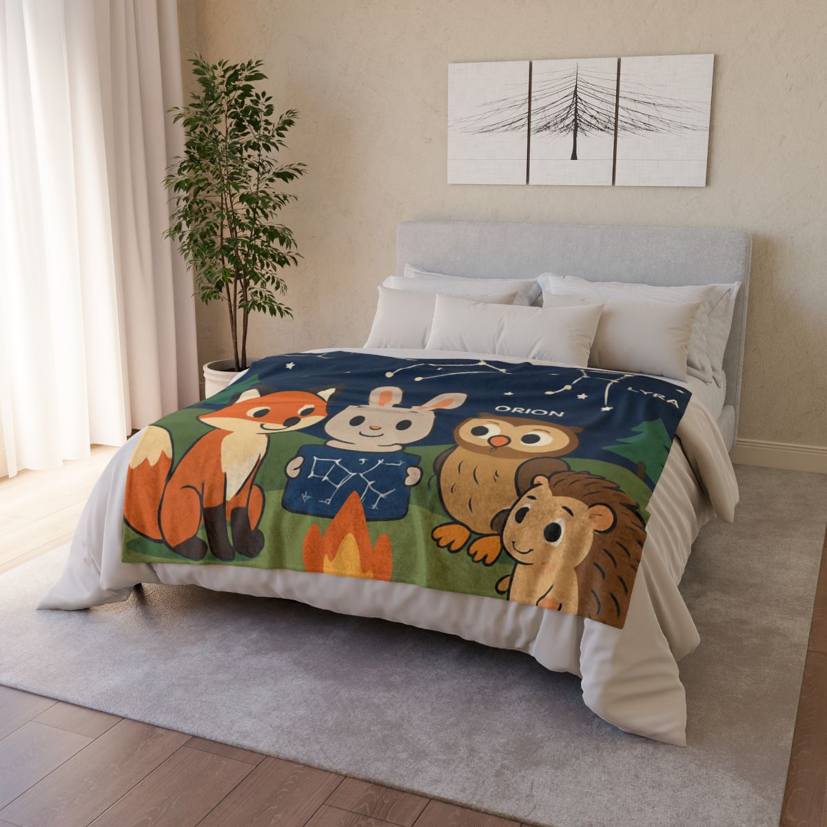 Constellation Campfire Critters stylish throw blankets