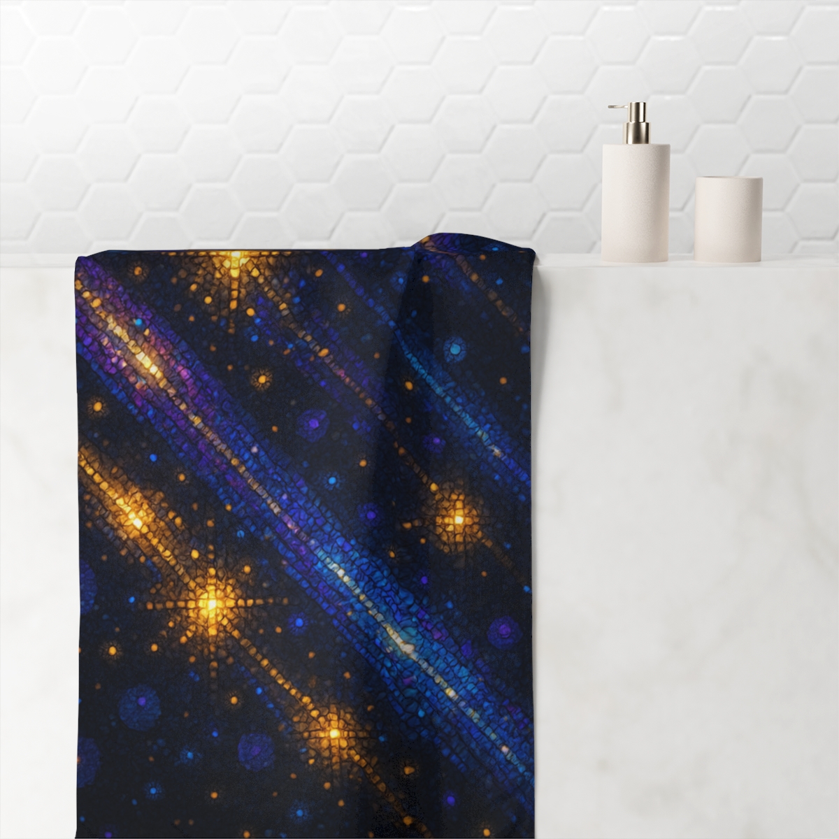 Photon Shower Mosaic designer printed towels