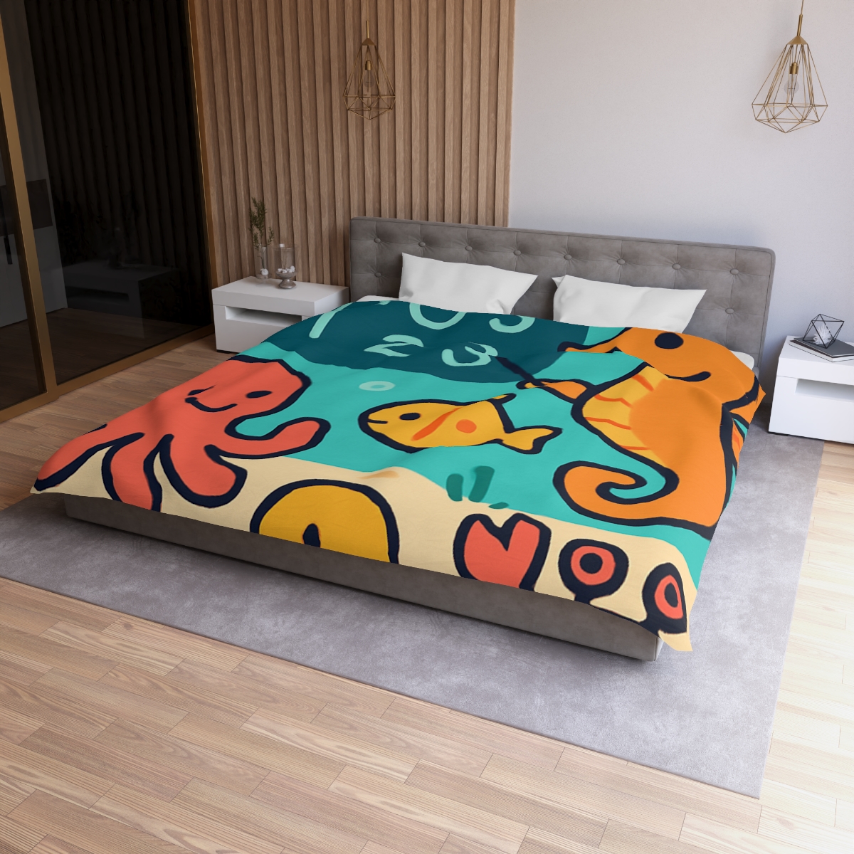 Coral Classroom With The Seahorse Teacher unique patterned duvets