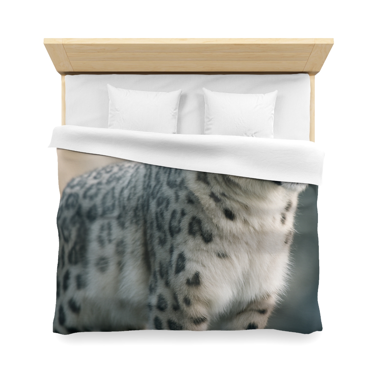 Mist Veil Snow Leopard designer printed duvets