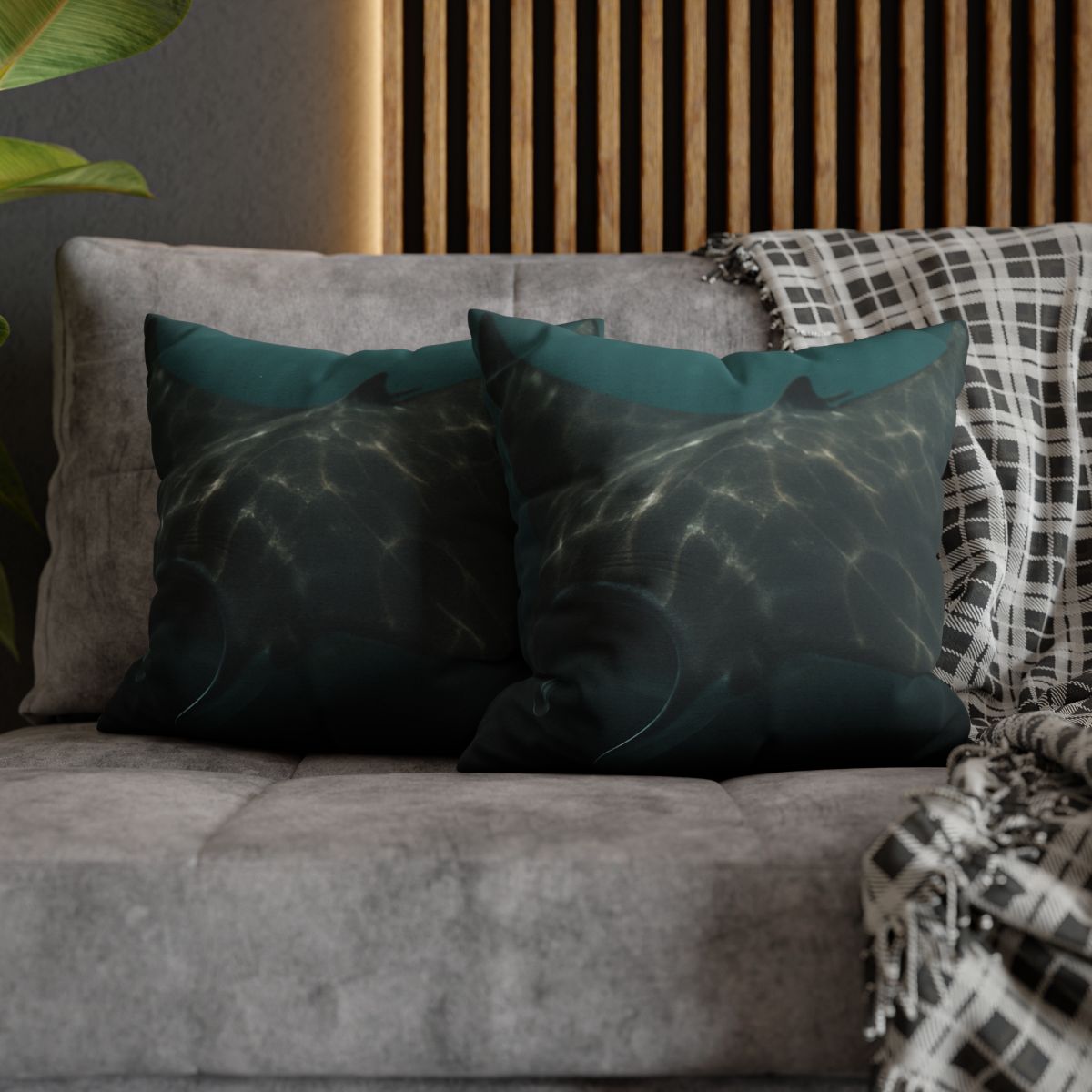 Moonlit Drift Giant Manta Ray designer print pillow cases