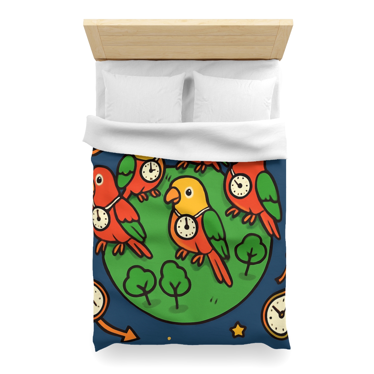 Time Traveling Parrot Planet personalized bedding duvets