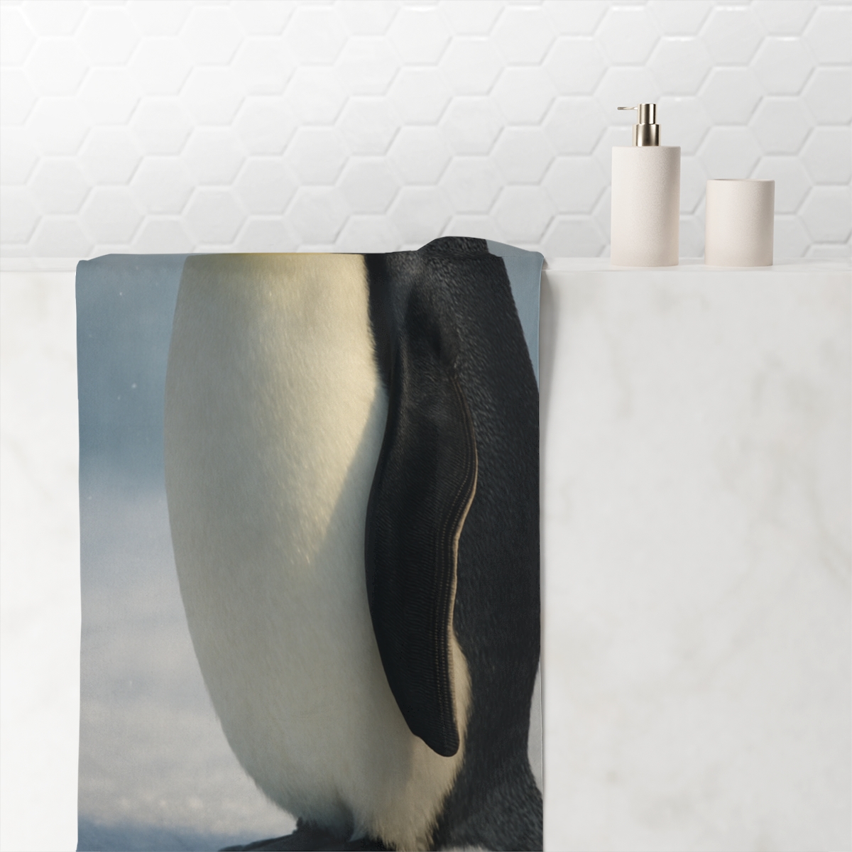 Frosted Dignity Emperor Penguin designer printed towels