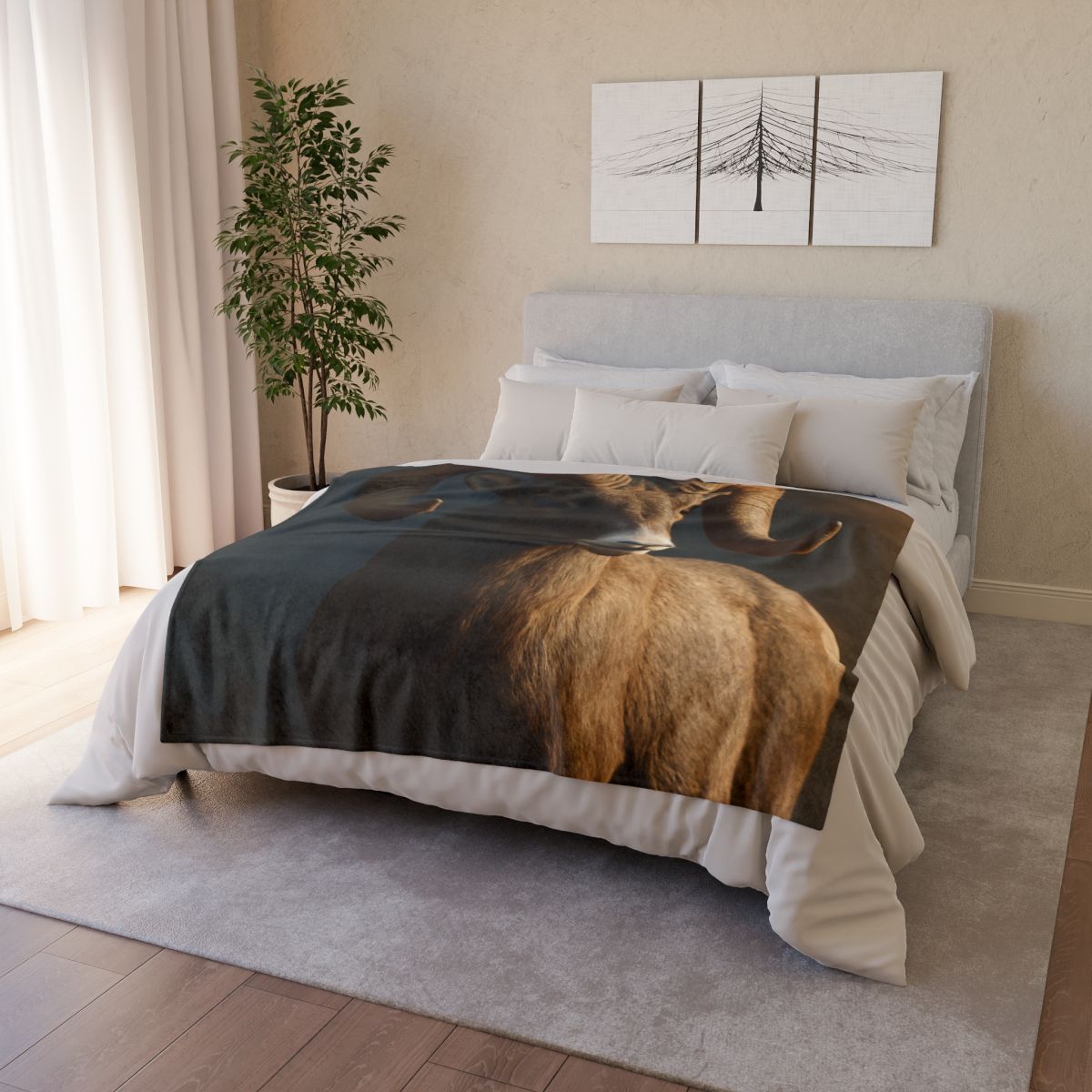 Canyon Shadow Bighorn Sheep trendy patterned blankets