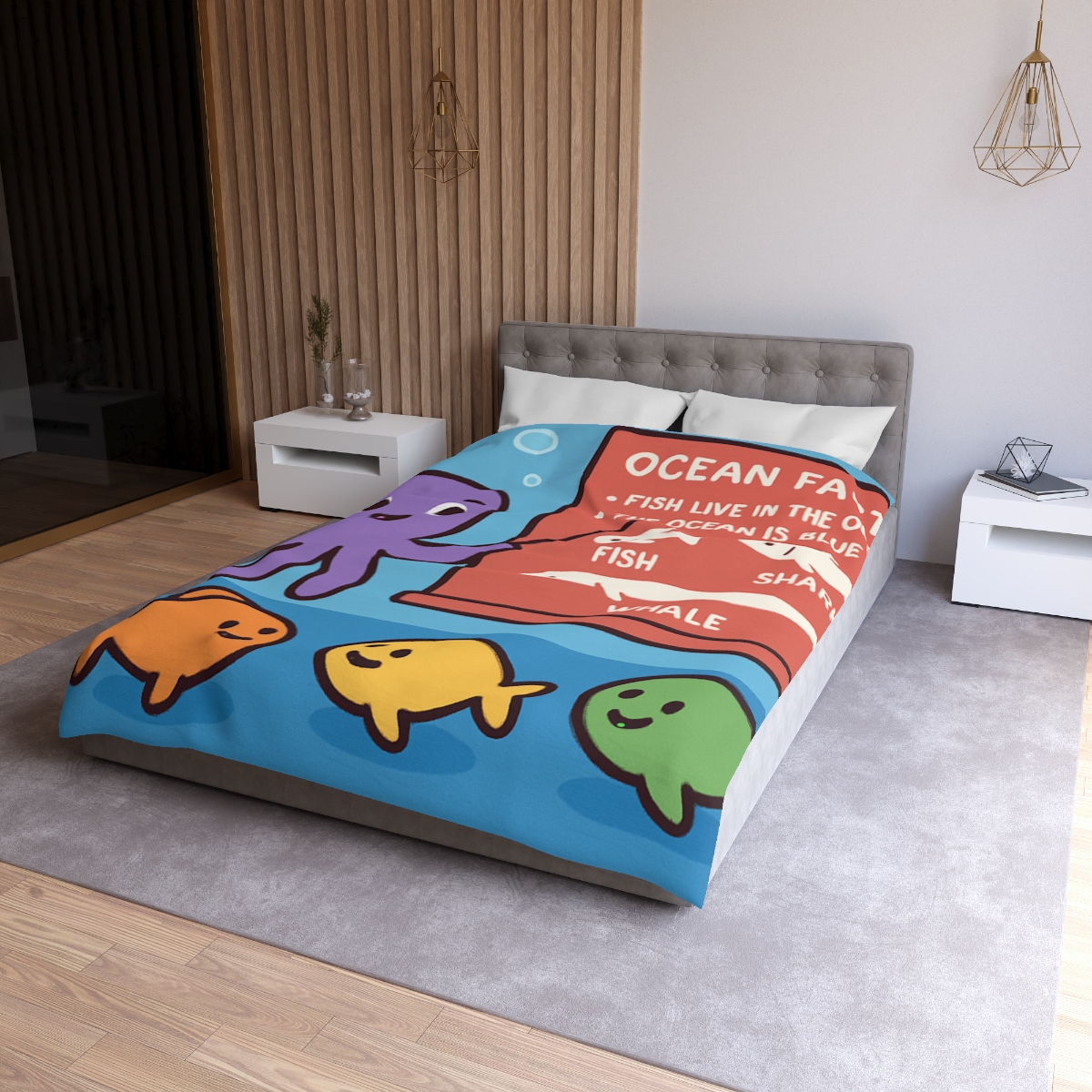 Coral Classroom With Professor Octopus designer printed duvets