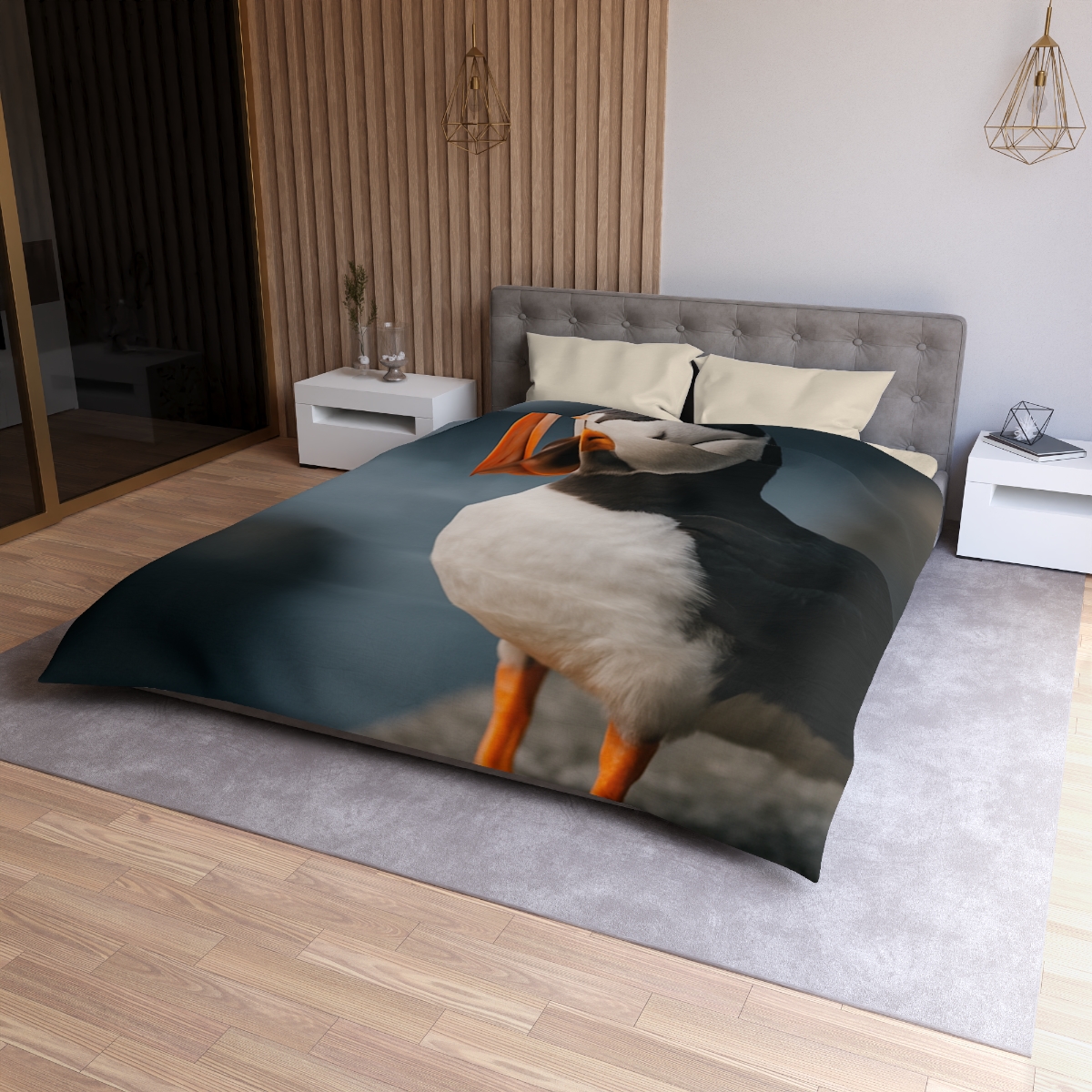 Cliff Breeze Atlantic Puffin designer printed duvets