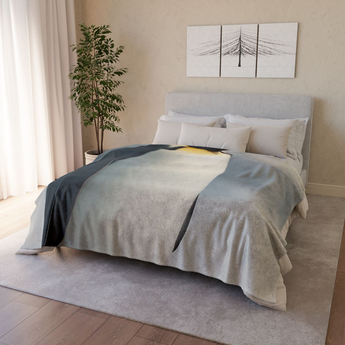 Moonlit Vigil Emperor Penguin personalized cozy blankets