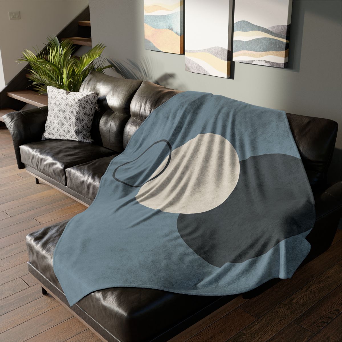 Staggered Circle Trio designer printed blankets