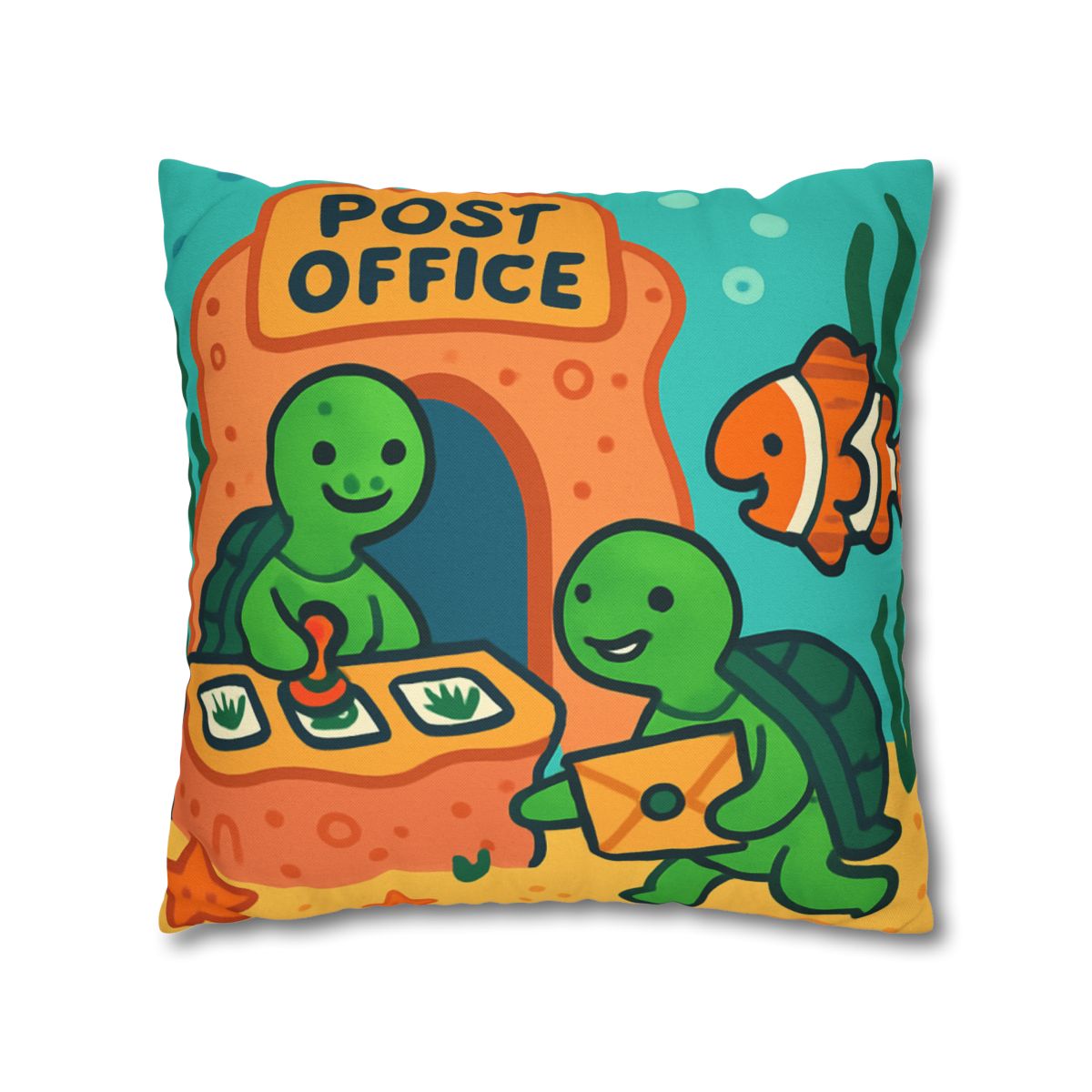 Coral Reef Post Office Run By Sea Turtles soft cotton pillow cases