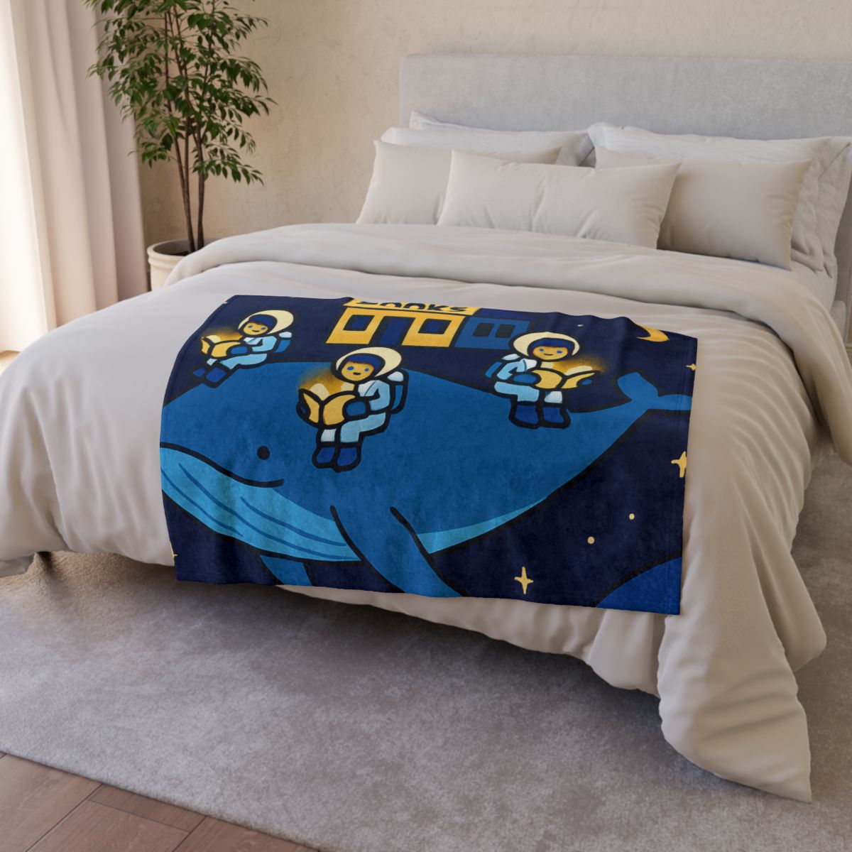 Starlight Library On A Floating Whale trendy patterned blankets