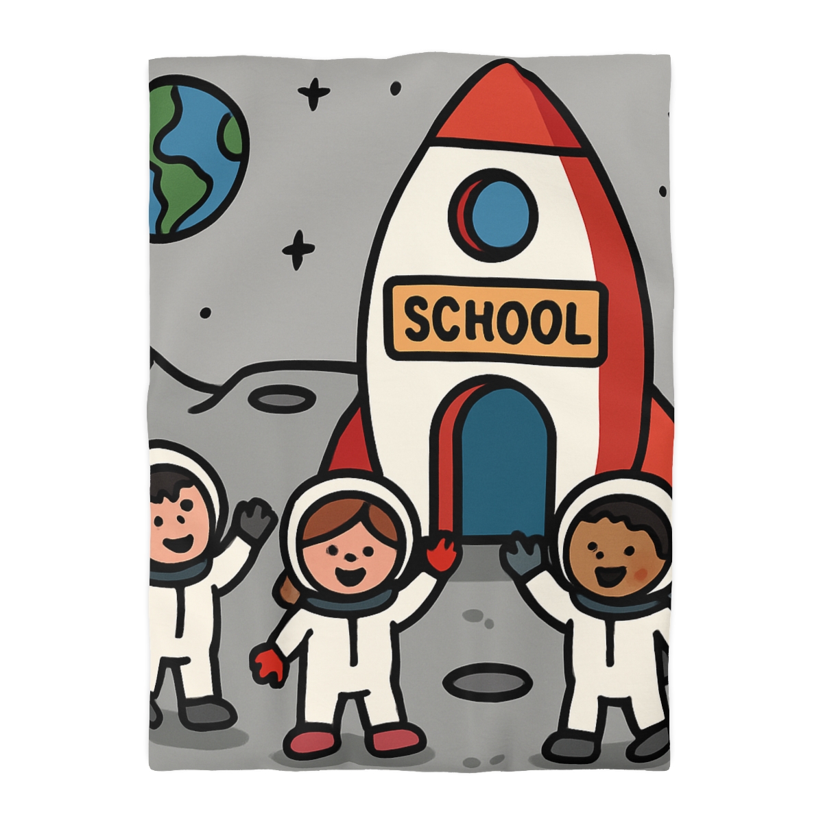 Rocket School On The Moon stylish duvet covers