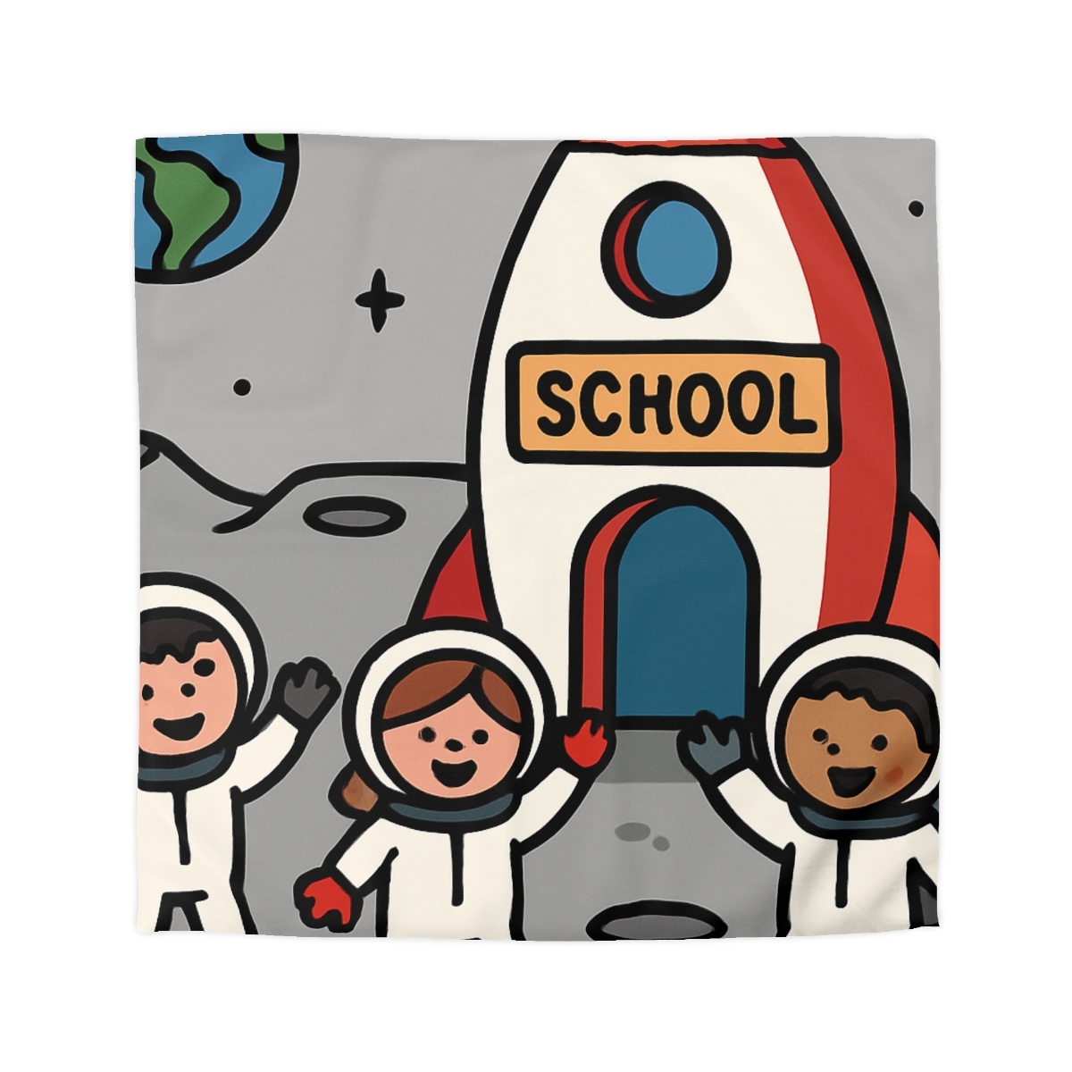 Rocket School On The Moon stylish duvet covers