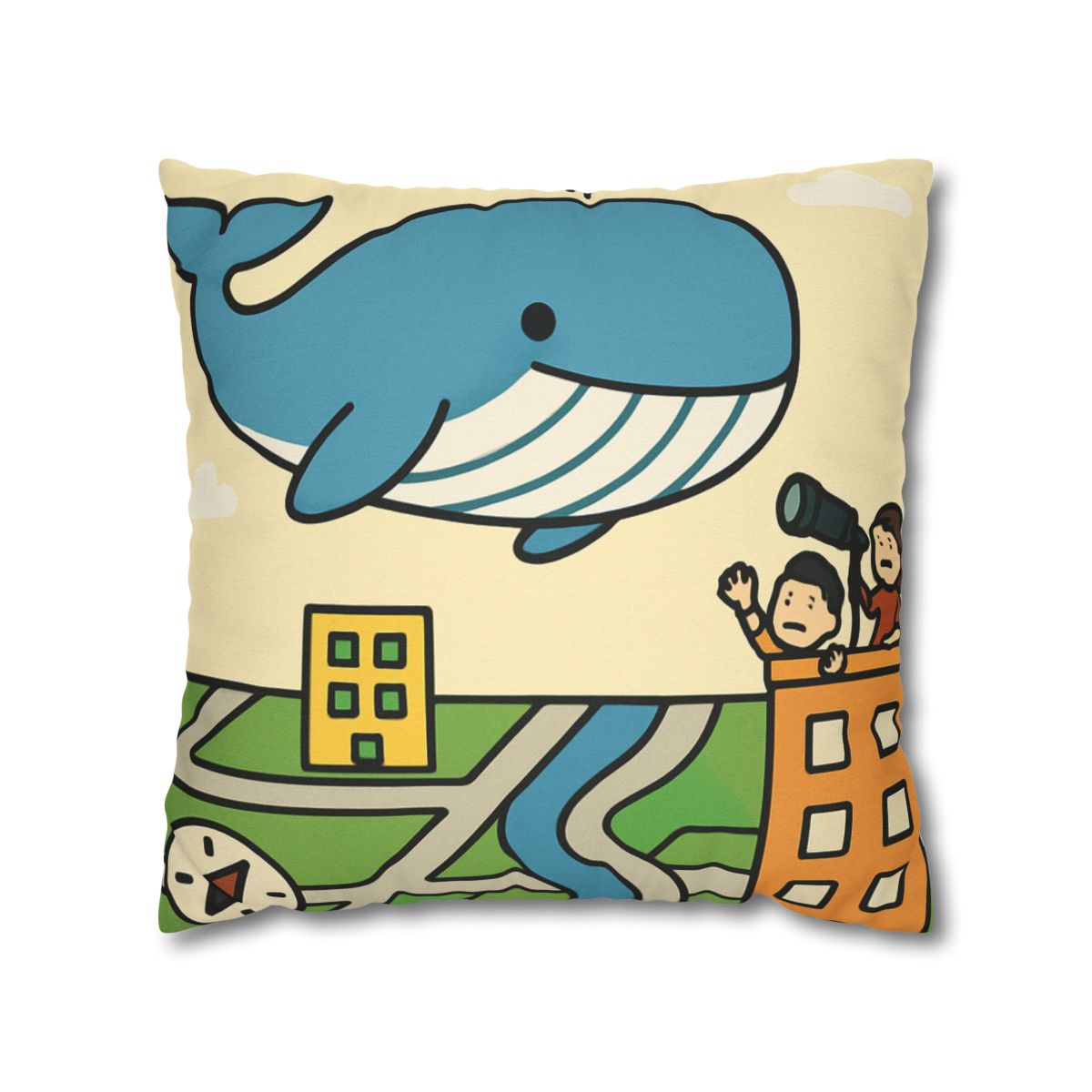 Sky Whale Over The Map City custom pillow cases