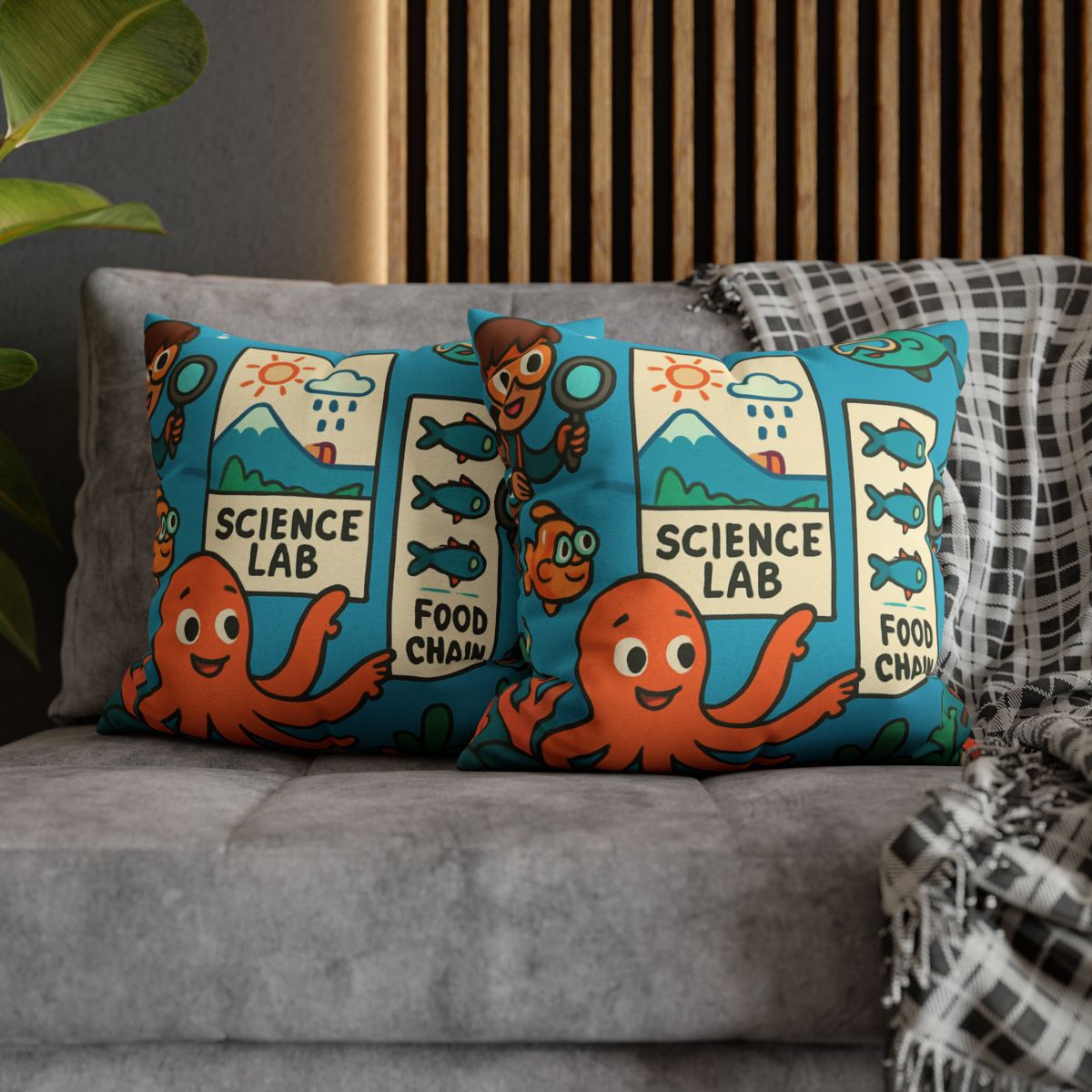 Underwater Science Lab Reef custom pillow cases