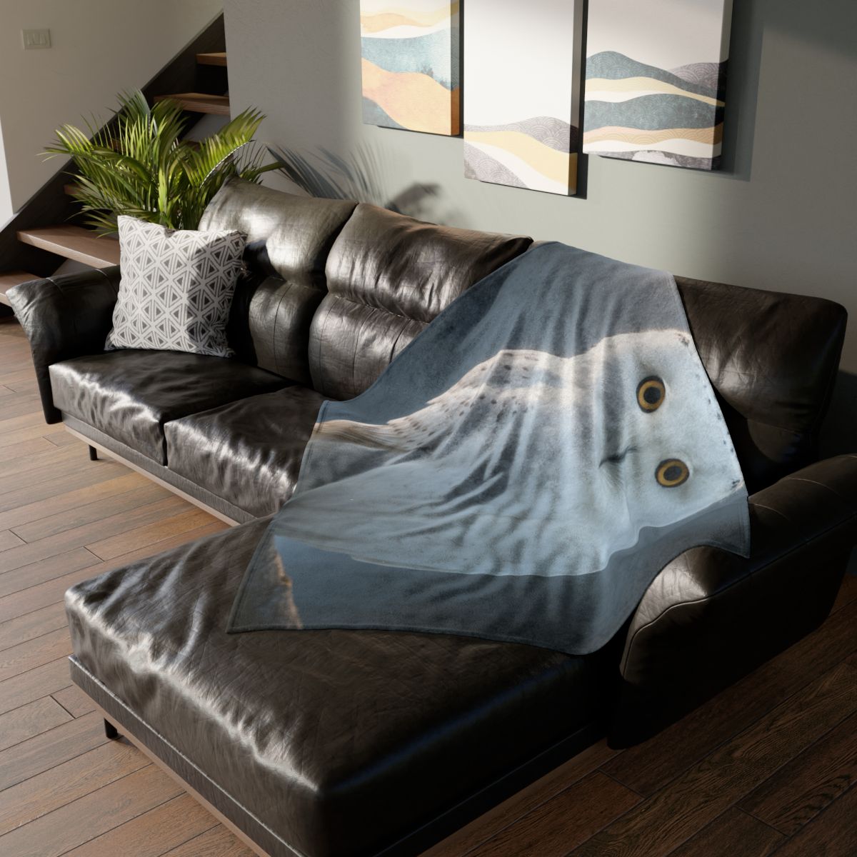 Twilight Watcher Snowy Owl stylish throw blankets