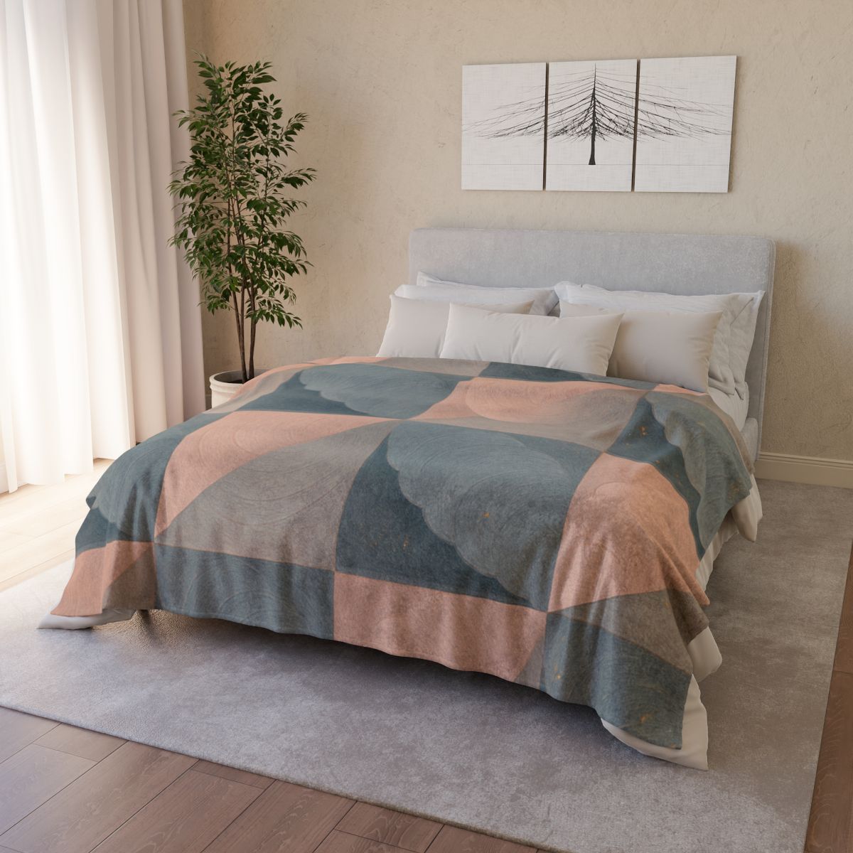 Petal Ripple Grid stylish throw blankets