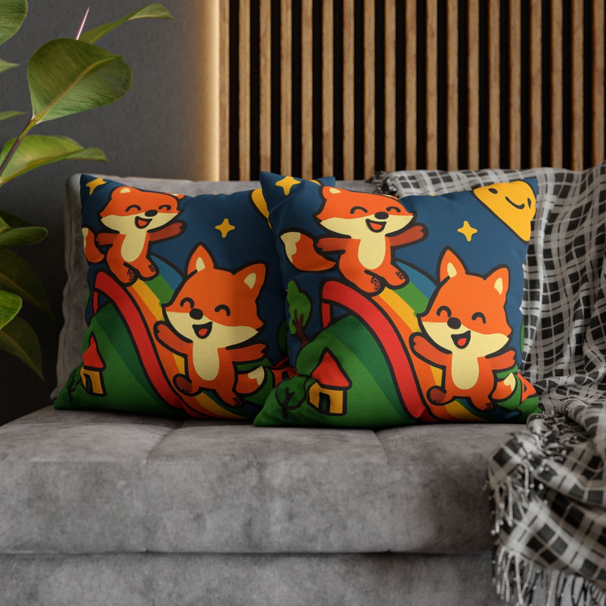 Planet Playground Of The Friendly Foxes trendy patterned pillow cases