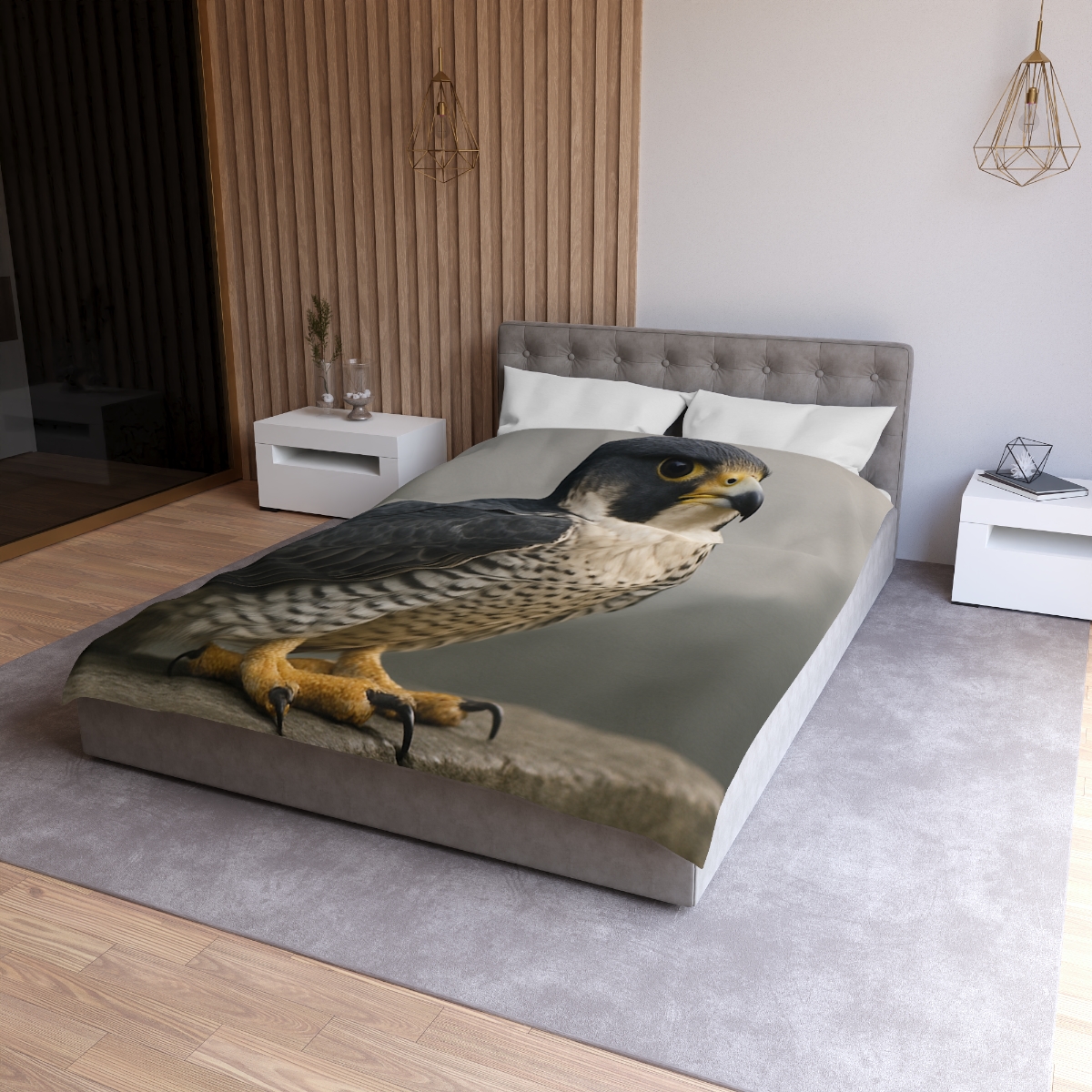 Starlit Vigil Peregrine Falcon personalized bedding duvets