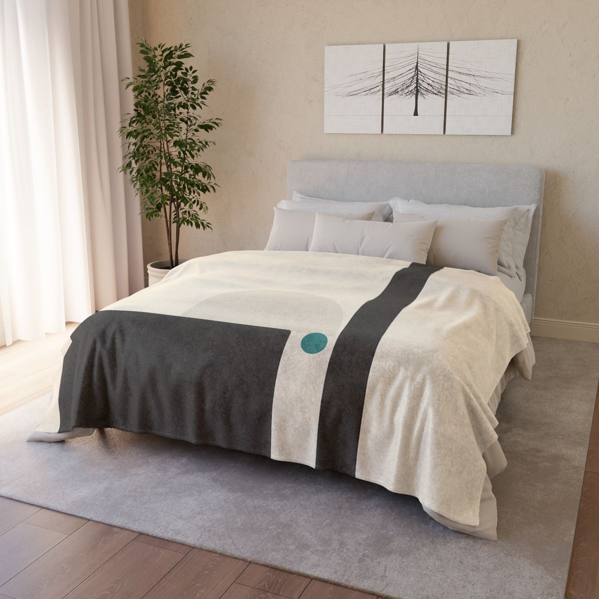 Quiet Triad With Offset Arc trendy patterned blankets