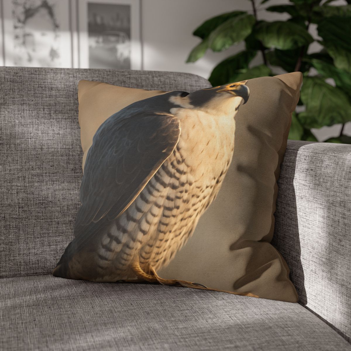 Silver Dusk Peregrine Falcon designer print pillow cases