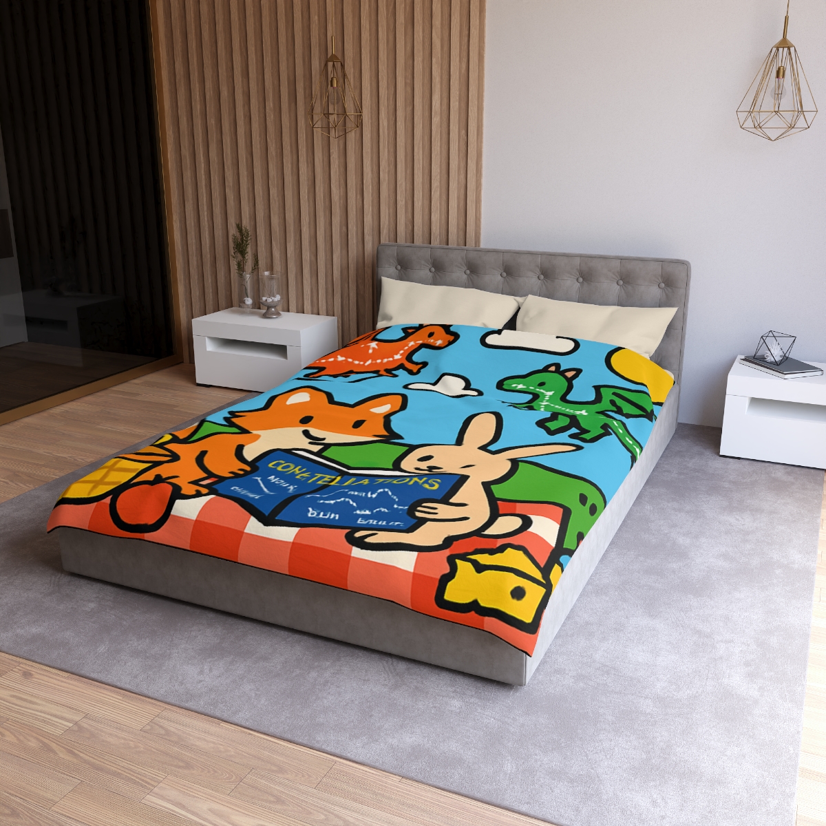 Sky Map Picnic With Dragon Kites soft comforter duvets