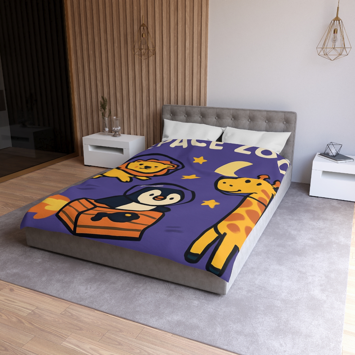 Starry Space Zoo personalized bedding duvets