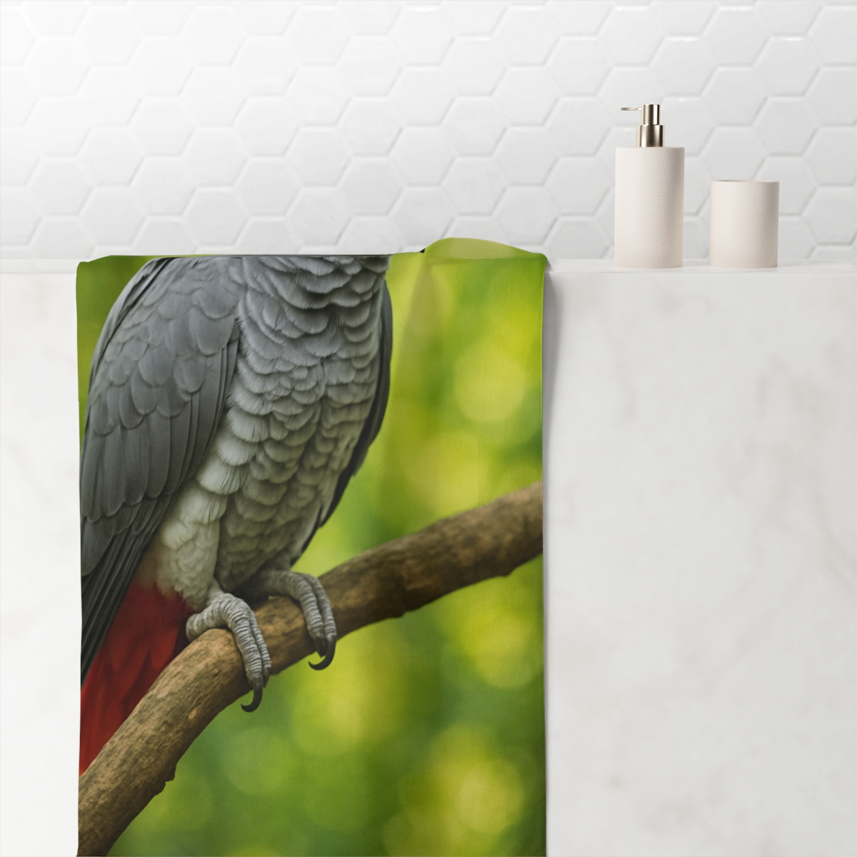 Verdant Guardian African Grey Parrot custom towels