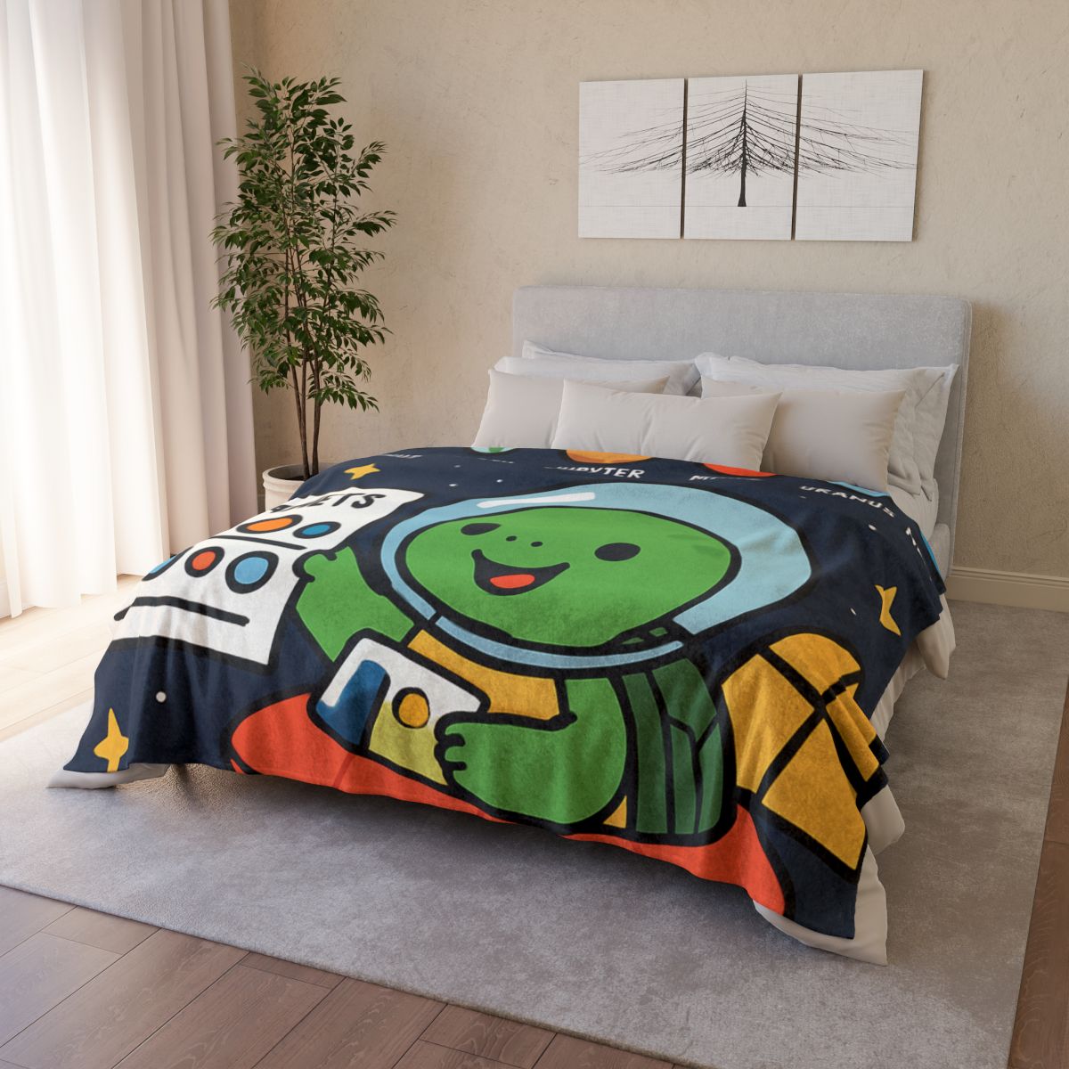 Solar Sail Turtle And The Planetary Parade personalized cozy blankets