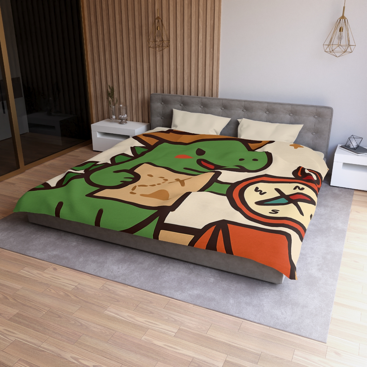 Desert Dino Map Quest With Compass And Constellations personalized bedding duvets