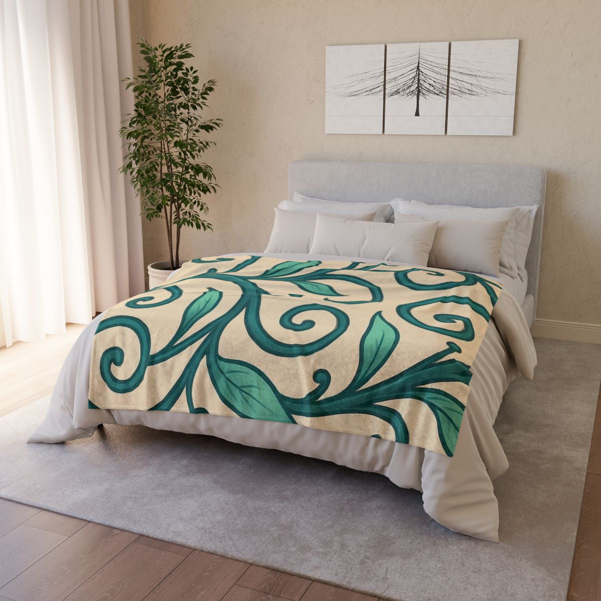 Curling Tendril Frieze trendy patterned blankets