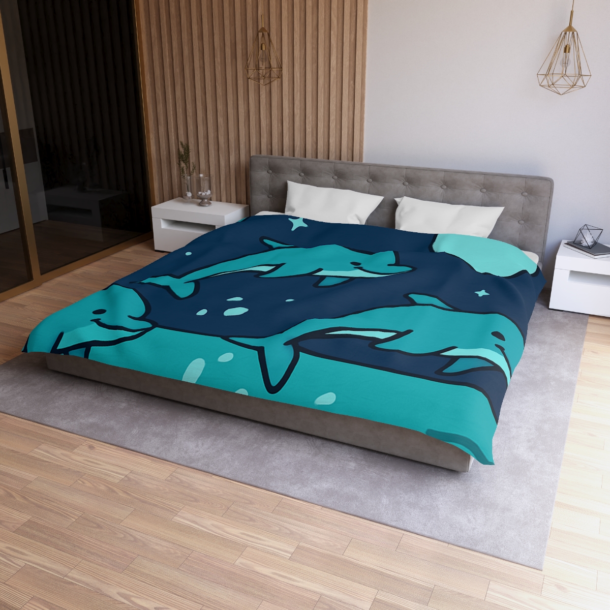 Starlight Sea And The Cosmic Dolphins personalized bedding duvets