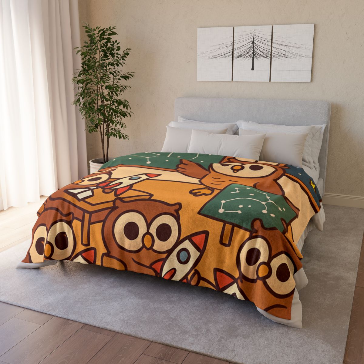 Rocket School Of Owls warm winter blankets