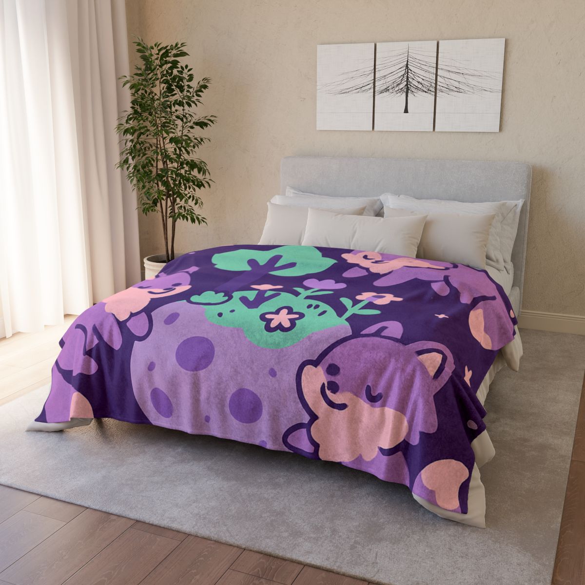 Galaxy Garden Of Floating Foxes decorative home blankets