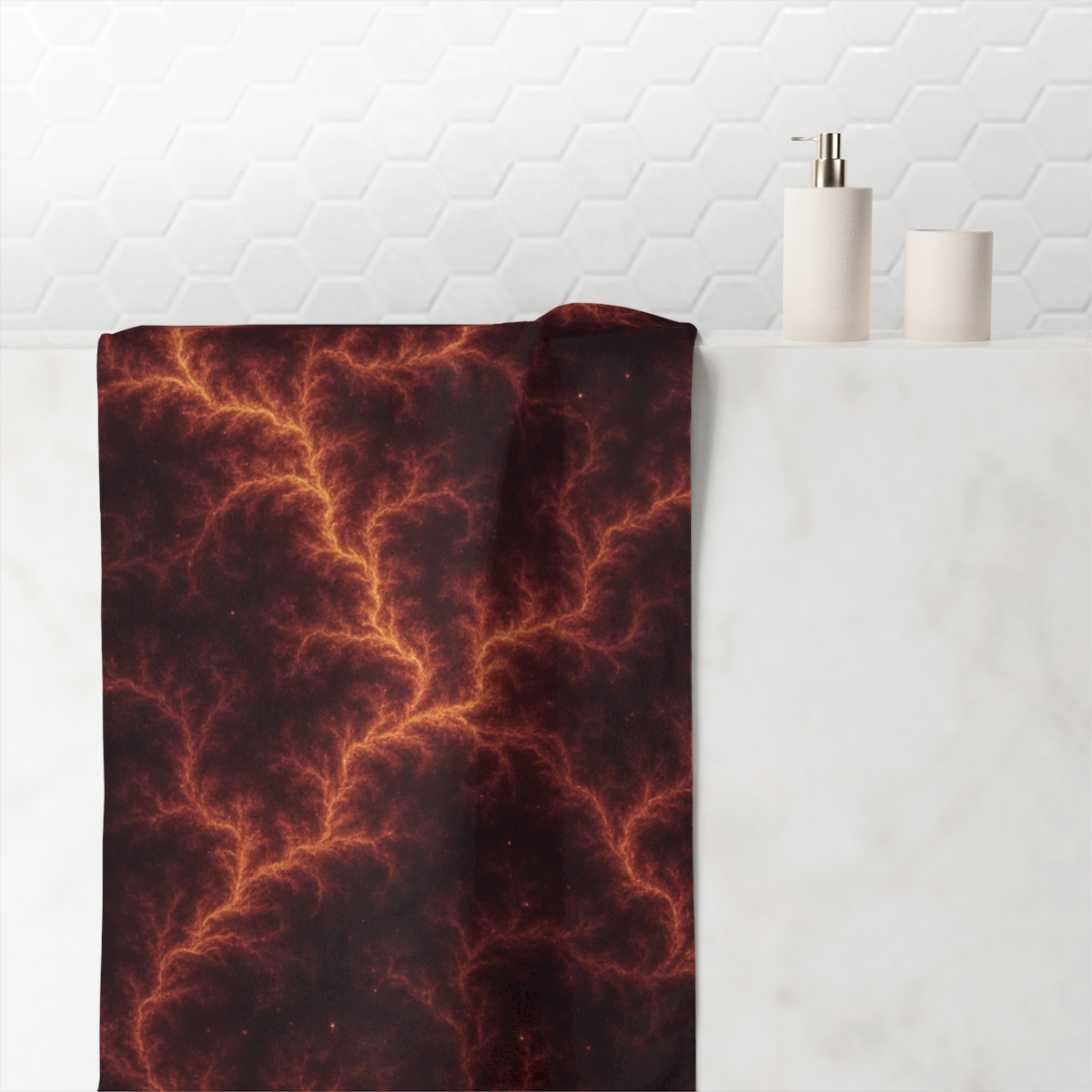 Fractal Nebula Labyrinth personalized bath towels