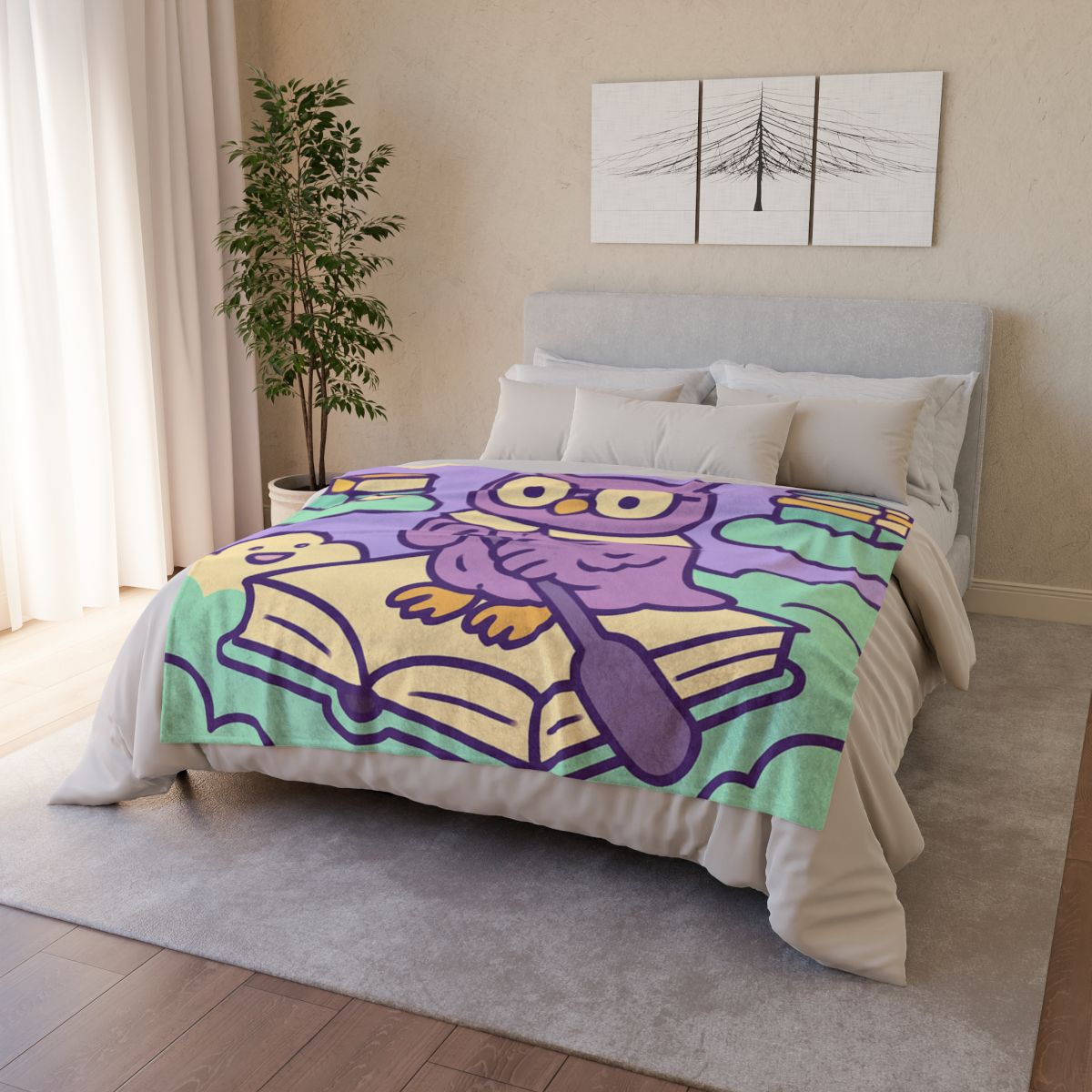 Cloud Library Owl Boat designer printed blankets