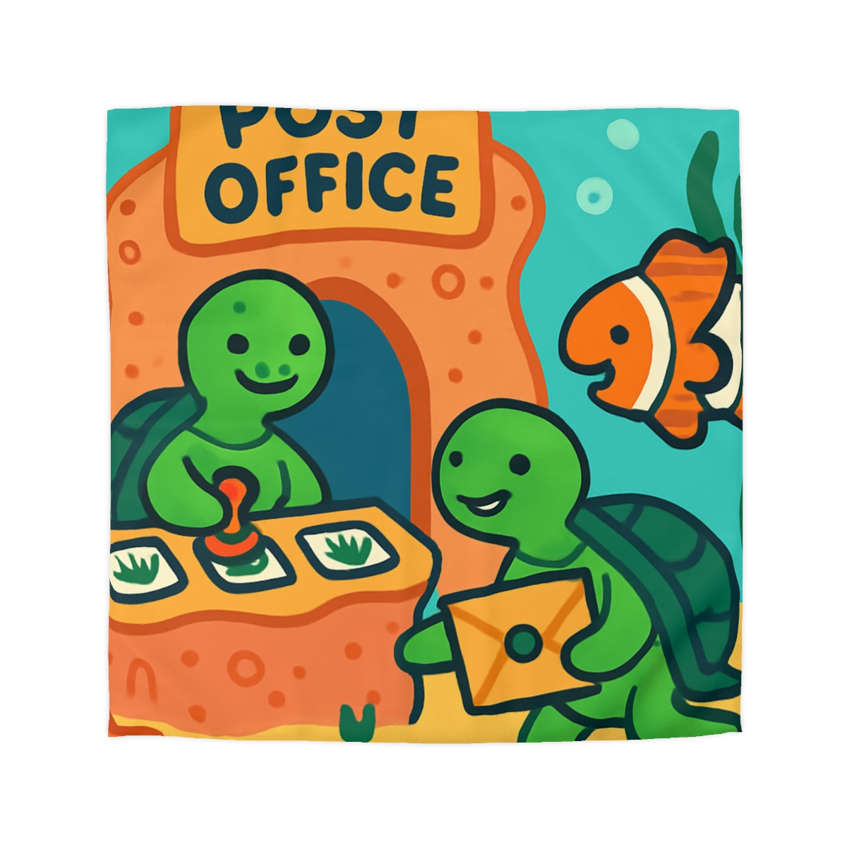 Coral Reef Post Office Run By Sea Turtles duvets for gifts