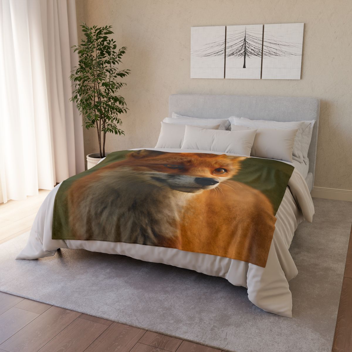 Crimson Whisper Red Fox soft fleece blankets