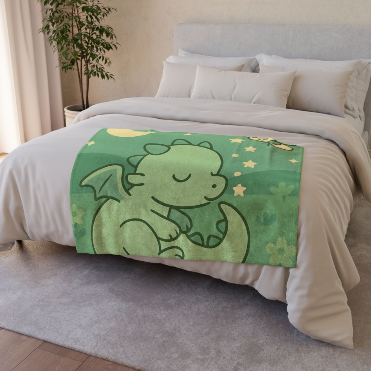 Moonlight Meadow Dragon soft fleece blankets