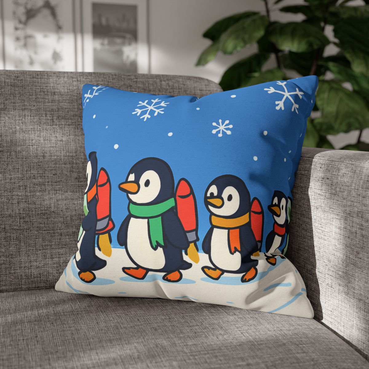 Rocket Penguin Parade unique gift pillow cases
