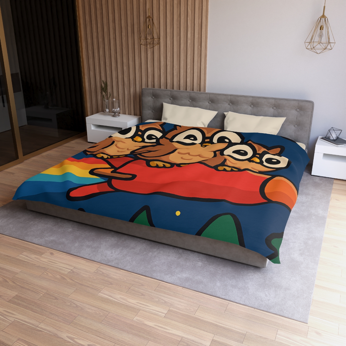 Rocket Riding Forest Owls warm winter duvets